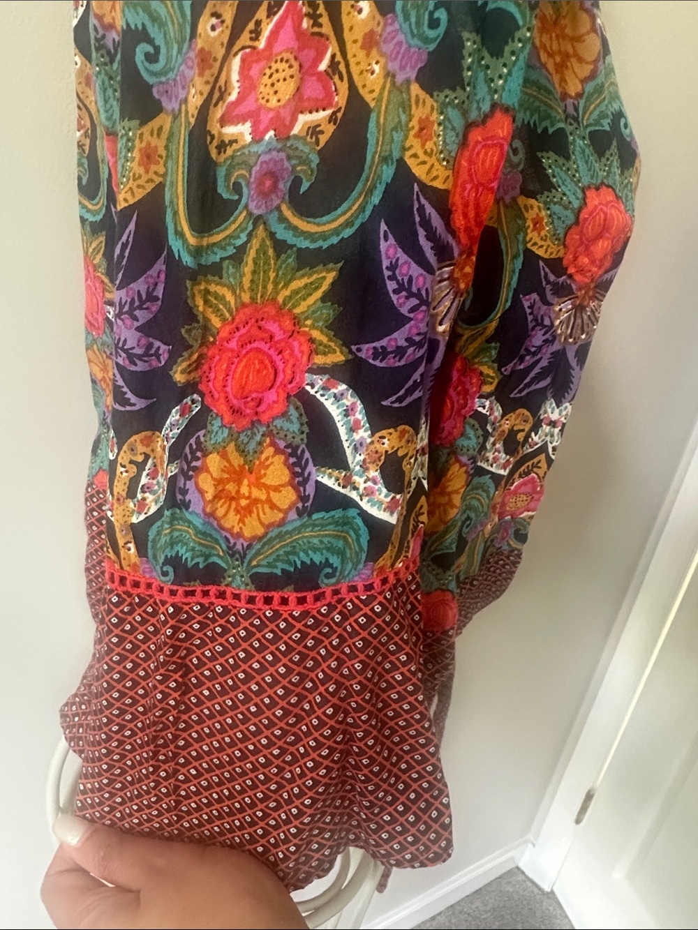 Maeve Multicolor Floral Paisley Tie-Front Blouse - Picture 4 of 4